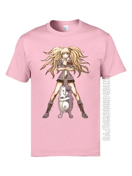 Rožinė Anime T Shirts Japonijos Junko Enoshima Medvilnės Dizainas, Stalviršiai, Trišakiai Kawaii Animacinių Filmų, Komiksų Tshirts Individualų T Shirts
