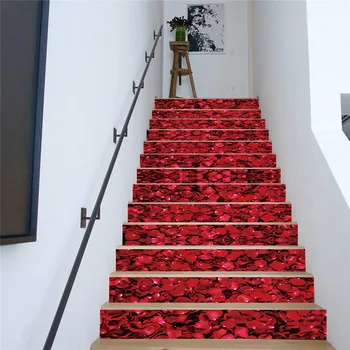 Rožių Žiedlapiai Kelių Laiptų Dekoras Romantiška PVC Lipdukai jam prilygintą išsilavinimą Meno Laiptai Lipdukai ant Kopėčių Mėgėjams Miegamasis Santuokos Kambario Apdaila
