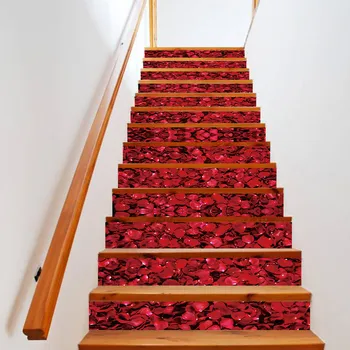 Rožių Žiedlapiai Kelių Laiptų Dekoras Romantiška PVC Lipdukai jam prilygintą išsilavinimą Meno Laiptai Lipdukai ant Kopėčių Mėgėjams Miegamasis Santuokos Kambario Apdaila
