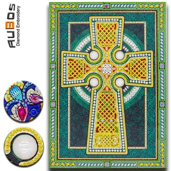 RUBOS 5D Diamond Mozaikos Piktogramos Keltų Kryžius Meno Diamond Siuvinėjimas, Tapyba Dievas Granulių Beadwork Pearl Naujų Pardavimo Nuotraukas, Namų Dekoro