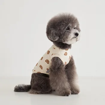 Rudenį ir žiemą mielas kremas padengia šilta liemenė šuniui namų drabužių medvilnės pet oro kondicionavimo drabužius Teddy Bichon mažų šunų drabužius