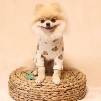 Rudenį ir žiemą mielas kremas padengia šilta liemenė šuniui namų drabužių medvilnės pet oro kondicionavimo drabužius Teddy Bichon mažų šunų drabužius