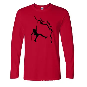 Rudenį ir žiemą Prekės ženklo Drabužių Lipti Marškinėliai Atsitiktinis Medvilnės ilgomis Rankovėmis Juokinga Kalnų T-shirt Mans 