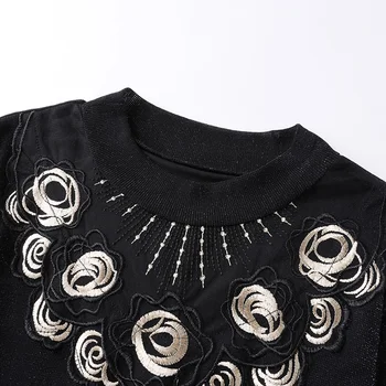 Rudenį Naujų moterims topai Mados atsitiktinis ilgomis rankovėmis Akių siuvinėti moterų marškinėliai Elegantiškas plonas Kratinys 5XL moterų tshirts