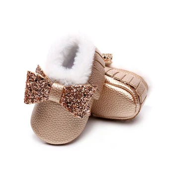 Rudenį, Žiemą Kūdikių Bateliai Baby Girl Leopard Lankas Modelio, Šilti Batai Atsitiktinis Sniego Batus neslidžiais Minkštas Soled Pėsčiomis Shoes1