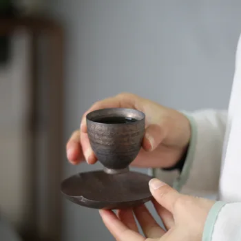 Rūdžių glazūra emalio taurės Japoniška keramika tamsiai keramikos išskirtinį krosnies keitimas taurės retro paauksuota kungfu arbatos rinkinys WF1116150