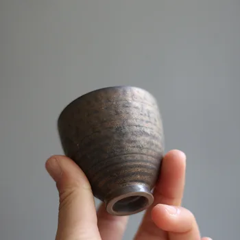 Rūdžių glazūra emalio taurės Japoniška keramika tamsiai keramikos išskirtinį krosnies keitimas taurės retro paauksuota kungfu arbatos rinkinys WF1116150