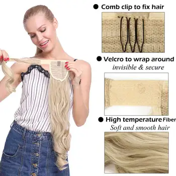 S-noilite Sintetinių 30colors Įrašą surišti į arklio Plaukų Pratęsimo Netikrų Plaukų Uodega Hairpiece Wrap Aplink plaukai surišti į uodegą Hairpiece Moterims