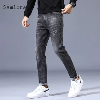 Samlona Vyrų Džinsai Skinny Demin Kelnes Tendencija 2020 M. Pavasarį, Rudenį Laisvalaikio Kelnės Streetwear Vyrų Demin Kelnės Korėjos Slim Pantalon