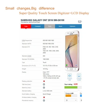SAMSUNG Galaxy J7 Premjero G610 G610F On7 2016 G6100 LCD Ekranas Jutiklinis Ekranas skaitmeninis keitiklis Skydelis Pantalla monitorius LCD Asamblėja
