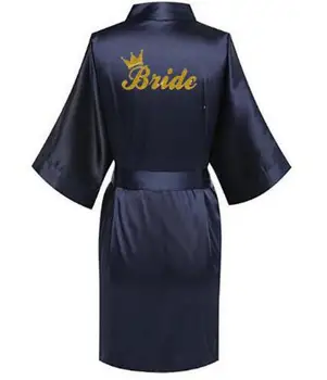 Satino Moterų Šilko Pataluose Suknelė Vestuvių Nuotaka Bridesmaid kimono Skraiste Brida