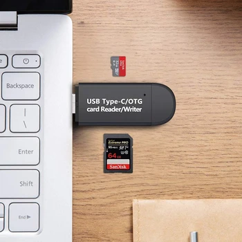 SD Kortelių Skaitytuvas USB C Kortelių Skaitytuvas 3 In 1 TF/Mirco SD Smart Atminties Kortelių Skaitytuvą, USB 3.0-C Tipo OTG Flash Drive, Cardreader Adapteris