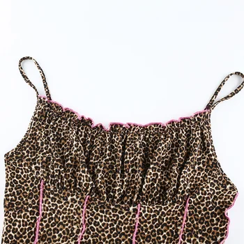 Seksualus Leopardas Spausdinti Viršuje Y2k Cami Kratinys 2020 M. Rudenį Backless Plisuotos Pasėlių Viršuje Dirželis Camisole Camiseta De Mujer Tirantes