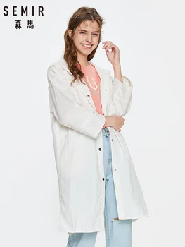 SEMIR 2020 m. pavasarį naują stilių tranšėjos paltai švarkelis moterims, negabaritinių abstrakčiai spausdinti gobtuvu mergina tranšėjos atsitiktinis ilgai