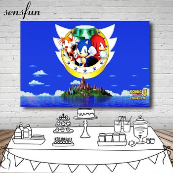Sensfun 8 Funkcijos Animacinių filmų Mėlyna, Sonic the Hedgehog Fonas Foto Studija Berniukai Gimtadienio Fotografijos Backdground Užsakymą