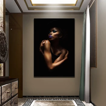 Sexy Juoda Nuogas Afrikos Moteris, Drobė, Tapyba, Plakatų ir grafikos Sienos Meno Nuotrauką Kambarį Namų Dekoro