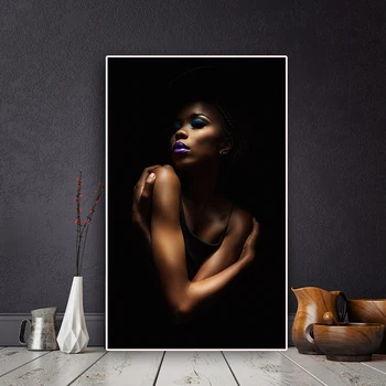 Sexy Juoda Nuogas Afrikos Moteris, Drobė, Tapyba, Plakatų ir grafikos Sienos Meno Nuotrauką Kambarį Namų Dekoro