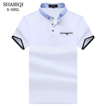 SHABIQI Naujas Prekės ženklas POLO Marškinėliai Vyrams Medvilnės Mados Kišenėje modeliai Camisa Polo Vasaros Short-sleeve Atsitiktinis Marškinėliai 6XL 7XL 8XL 9XL 10XL