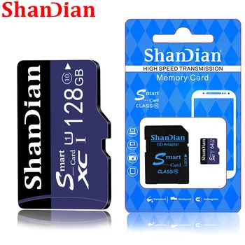 SHANDIAN Atminties Kortele 128 GB 64GB 32GB micro sd kortele 8GB 16GB Class10 flash kortelės 