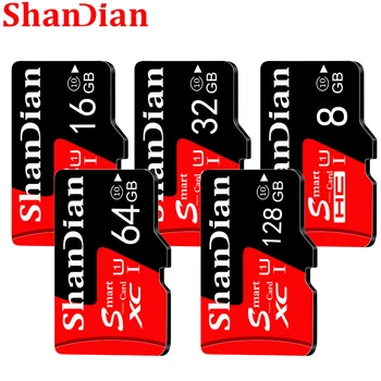 SHANDIAN Raudona Micro SD Kortelės, Mobiliojo Telefono Atminties Talpos Išplėtimas 8GB 16GB 32GB 64GB 128GB dovana Ateina su SD Kortelės Adapteriu