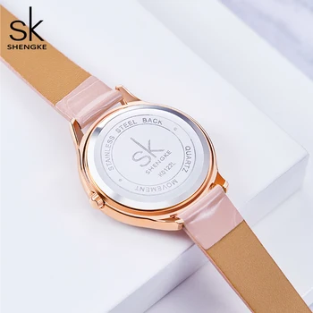 ShengKe Prekės ženklo Moterims Žiūrėti Oda Kvarco Vandeniui Moterų Laikrodis Ponios Mados Kristalų Ciferblatas Laikrodis Reloj Mujer Dovana