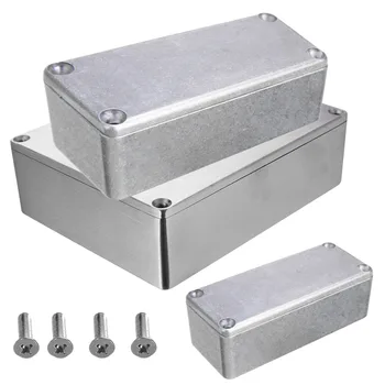 Sidabro spalvos Aliuminio korpusas, Prietaisų Dėžutė Elektroninis Diecast Stompbox Projekto Dėžutė korpusas su Varžtais 3 Dydžiai