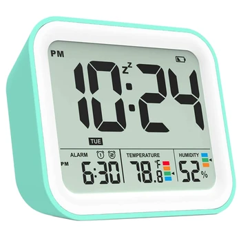 Sieninis laikrodis WatchDigital Stalas Dvigubas Žadintuvas, Miegamojo Mažų Kelionės Laikrodis su LED Temperatūros, Drėgmės Display&Dimeris&Snausti