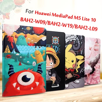 Silicio Atveju, Huawei MediaPad M5 Lite 10 Atveju BAH2-W09/W19/L09 10.1 colių Dangtelį, Apversti Tablet Smart Magnetinis Stendas Shell Funda