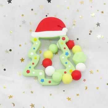 Silikono Teether Kūdikių Apyrankę Kalėdų Eglutės Formos Kramtyti BPA Free Silikono Granulių Kūdikio Barškutis Vežimėlio Priedai Žaislas
