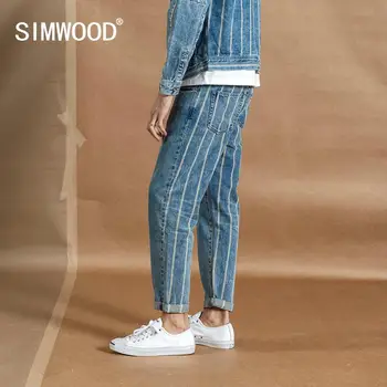 SIMWOOD 2020 m. pavasarį Naujas Kulkšnies ilgio Džinsai Vyrų Mados Hip-Hop Atgal Dryžuota Mada Streetwear Džinsinio Plius Dydžio Kelnės 190384