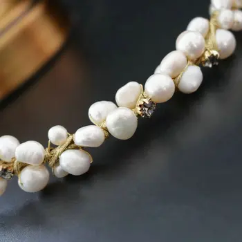 SINZRY naujas originalaus dizaino rankų darbo natūralių gėlavandenių perlų Elegantiškas choker karoliai grupė Moterų papuošalai Dovana