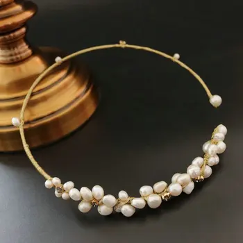 SINZRY naujas originalaus dizaino rankų darbo natūralių gėlavandenių perlų Elegantiškas choker karoliai grupė Moterų papuošalai Dovana