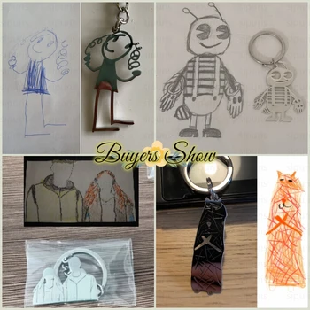 Sipuris Individualų Vaikų piešinių Klavišą, Grandinės iš Nerūdijančio Plieno Vaikas Meno kūrinius Asmeniniams Keychain Pasirinktinius Nuotraukų LOGOTIPAS paketų prižiūrėtojų raktinę