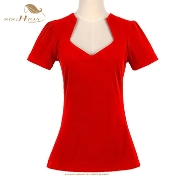 SISHION Tee Marškinėliai Femme TS201P 2021 Juoda Rausva Balta Raudona Trumpas Rankovės Medvilnės Moterų Vintage marškinėliai camisas mujer Viršų