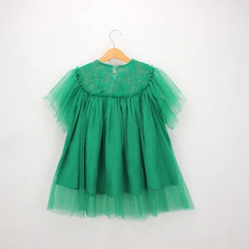 Siuvinėjimo tinklelio, atsitiktinis mergaičių suknelės žalios vasaros atsitiktinis vaikams vaikiški drabužiai suknelė