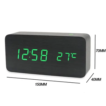 Skaitmeninis Laikrodis-Žadintuvas modernaus Stiliaus, Temperatūros Skamba Kontrolės Kalendorius Home Office Medienos Laikrodis LED Ekranas, Elektroninė lentelė Laikrodis