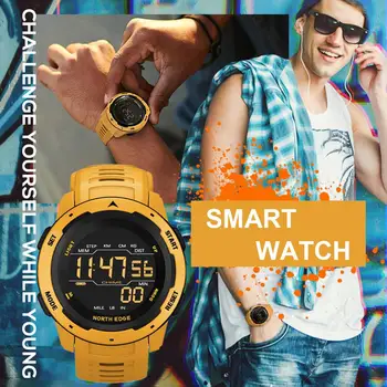 Skaitmeninis Smartwatch Vandeniui Smart Žiūrėti Sporto Vyrų, Moterų Fitneso Tracker Smart Laikrodžiai Juoda/Geltona ŠIAURĖS KRAŠTO 2020 Karšto