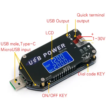Skaitmeninis USB Reguliuojamas Maitinimo Modulis Nuolatinės Įtampos Nuolatinės Srovės QC2.0 3.0 aktyviau Skatinti Modulis Ventiliatoriaus Gubernatorius 2A 15W