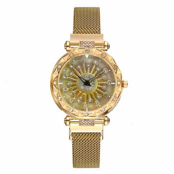 Sky Žiūrėti Prabangos Ponios Magnetinio Žvaigždėtą Mados Deimantų Moterų Kvarciniai Laikrodžiai Relogio Feminino Reloj Mujer Moterų Laikrodžiai