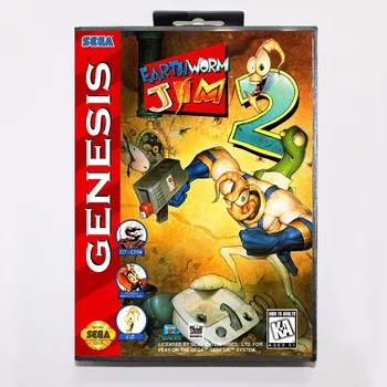 Sliekas Jim 2 Žaidimas Kasetė 16 bitų MD Žaidimo Kortelės Su Mažmeninės Langelyje Sega Mega Drive Genesis