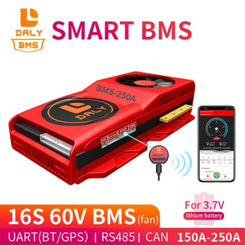 Smart BMS 16S 60V 150A 200A 250A Bluetooth 485, kad USB prietaisas GALI NTC UART programinės įrangos Li-on Akumuliatoriaus apsaugos Valdybos BMS Su Ventiliatoriumi