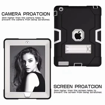 Spalvinga Šarvai Case For iPad 2 3 4 Funda Saugus Sunkiųjų Silikono Hard Cover For Apple ipad 2 3 4 9.7 colių Tablet Atveju +Filmas Pen