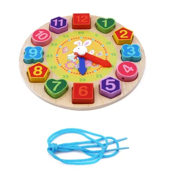 Spalvingas Medinis Žaislas 12 Numerių Laikrodis Žaislas Skaitmeninis Geometrijos Pažinimo Atitikimo Laikrodis Žaislų Kūdikiams, Vaikams, Anksti Švietimo Žaislas Galvosūkiai