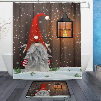 Stilingas Rinkinys Kalėdų Tautosakos Elfai Mielas Gnome Poliesterio Audinio Užuolaidos Vonios Kambarys