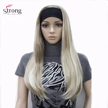 StrongBeauty Lankelis, perukai Moterims, Sintetinių Capless Ilgi Tiesūs Plaukai Šviesūs/Juodi Natūralūs Perukai