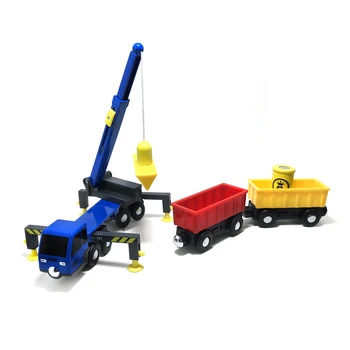 Strėlės Kėlimo Kranų Žaislas Plastiko Ištraukiama Inercinės Ranka Stumti Inžinerijos Sunkvežimių Suderinama su Mediniais Traukinio Bėgių Vaikų Dovanų