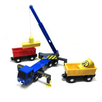 Strėlės Kėlimo Kranų Žaislas Plastiko Ištraukiama Inercinės Ranka Stumti Inžinerijos Sunkvežimių Suderinama su Mediniais Traukinio Bėgių Vaikų Dovanų