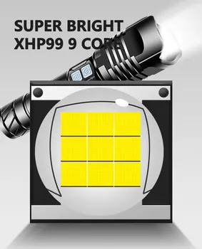 Super XH99 Labiausiai Galingas LED Žibintuvėlis USB Įkraunamas LED Žibintuvėlis XHP90 Taktinis Žibintuvėlis XHP50 Vertus Lempos 26650 Blykstė