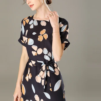 SuyaDream Moteris Gėlių Mini Suknelė Šilkas, O ant kaklo Varčias Suknelė Moterų 2020 M. Vasaros Paplūdimio Suknelės Šilko Drabužius Vestidos