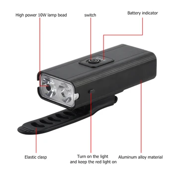 T6 LED Dviračio Žibintas USB Įkrovimo 2400mAh Dviračio Šviesos IP45 Vandeniui MTB Kalnų Keliais Dviračio Priekinį Žibintą Žibintuvėlis Galia Bankas
